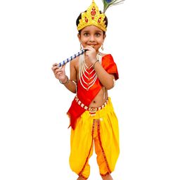 BookMyCostume Lace Detailed Krishna Costume Set - Yellow-image-43