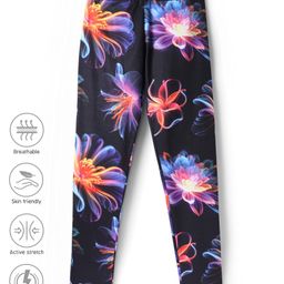Pine Active Knit Full Length Super Stretch Leggings With Floral Print - Black-image-75
