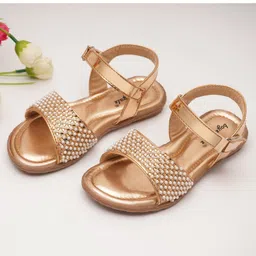 boyz n galz Pearls & Rhinestones Embellished With Velcro Closure Sandals - Rose Gold-picture-24