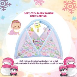 Kwitchy New Born Baby Bedding Set Bed with Mosquito Net & Sleeping Bag Combo - Blue image 3