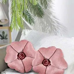 Myntra Elegant Homes 2Pcs Pink Flower Shaped Pre-Filled Cushions-image-98