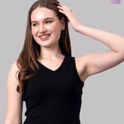 Friskers Women Pack Of 2 Solid V-Neck Cotton Tops-image-34