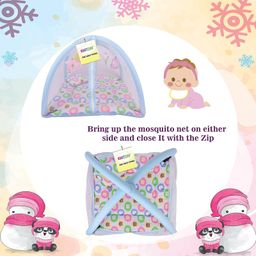 Kwitchy New Born Baby Bedding Set Bed with Mosquito Net & Sleeping Bag Combo - Blue image 5
