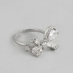 DressBerry Stone Studded Bow Shaped Finger Ring-image-0