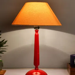 Homesake Red & Off-White Solid Cubist Handcrafted Table Lamp with Shade-6