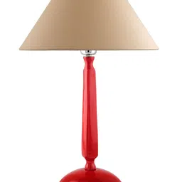 Homesake Red & Off-White Solid Cubist Handcrafted Table Lamp with Shade image 5