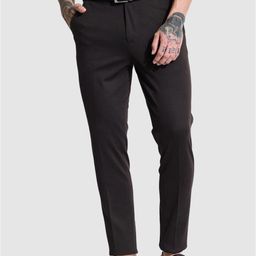Snitch Men Dark Brown Slim Fit Trousers-image-67