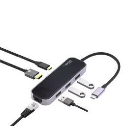 Nextech USB-C to 6 in 1 Hub Dock with Ethernet 1000 mbps RJ45 Port + HDMI 4K + USB-C Power Delivery and 3 USB 2.0 Port, NA39C-2