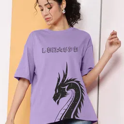 Leotude Women Graphic Printed Round Neck Oversized T-shirt-image-65