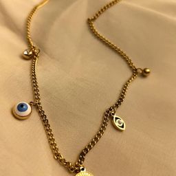 RaasRani Stainless Steel Evil Eye Gold-Plated Cubic Zirconia Studded Necklace-26