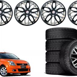 Auto Pearl ViBS44 R14 35.56 cm (14 Inch) PPress Type Wheel Hubcap with Retention Ring Glossy Black Red Strip Wheel Cover for Maruti Swift (Set of 4)-image-86