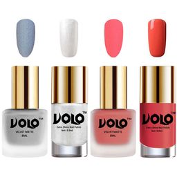 VOLO Set Of 4 Velvet Matte & Extra Shine Nail Polish - 8 ml Each - 33 - 41 - 46 - 49-11