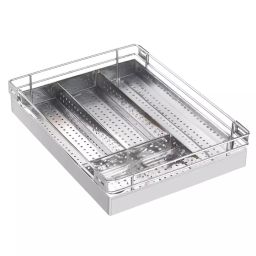 Everwin Gold Series Sheet Cutlery Basket Stainless Steel 4 mm Wire Thickness 16x16x4 inch, Silver-picture-22