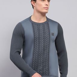 Monte Carlo Men Round Neck Long Sleeves Cable Knit Pullover-image-92