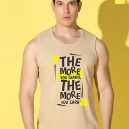 WOOSTRO Pack Of 2 Printed Combed Cotton Gym Vests VWS26(MORE RUST)(ALONE YELLOW)-image-5
