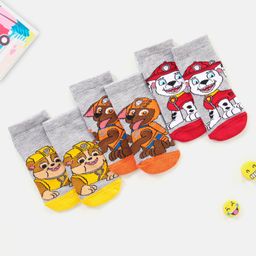 Cutewalk By Babyhug Anti Bacterial Ankle Length Non Terry Socks Paw Patrol Design Pack of 3- Grey & Red-image-60