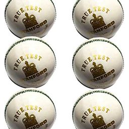 Sf True Test White Cricket Leather Balls Set Of 6- White-image-4