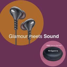 FINGERS SoundGlitz2 Wired Earphones 10 mm Neodymium Driver, Sturdy Cable with L Pin Connector, Built-in Mic, FREE Carry-on Zip Case-21