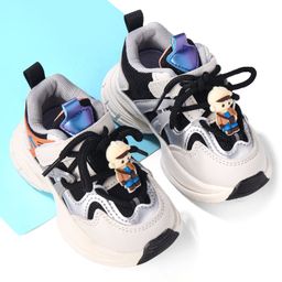 Oh! Pair Lace Ups Sneakers With Cartoon Applique- Black-image-99