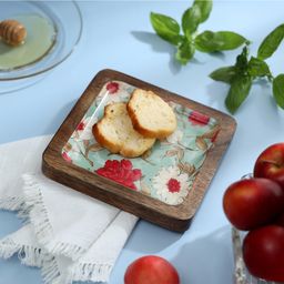 Duli MangoWood Enamel Coated Multipurpose Square Serving Tray Platter for Home and Dining Table-18
