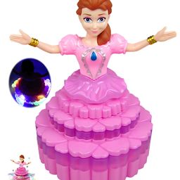 Negocio Princess Dancing Doll Auto Rotating Doll Music Baby Toy 360 Rotational 3 D Led Lights for Kids- Pack of 1 Color May Vary-28