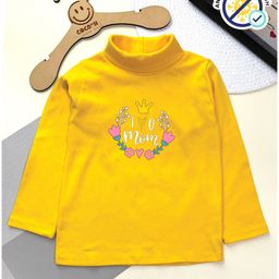 COCOON ORGANICS Cotton Rib Full Sleeves I Love U Mom Text Printed Anti Microbial Tee - Yellow-image-12