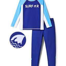 Mark & Mia Full Sleeves Two Piece Swimsuit with Text Print - Blue-image-58