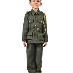 BookMyCostume Cotton Full Sleeves Indian Army Soldier Fancy Dress Costume Set - Green-image-127