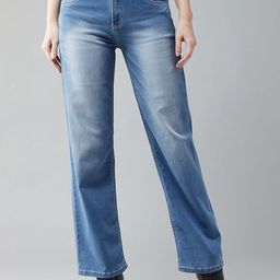 BAESD Women Wide Leg Mid-Rise Light Fade Stretchable Jeans-image-8