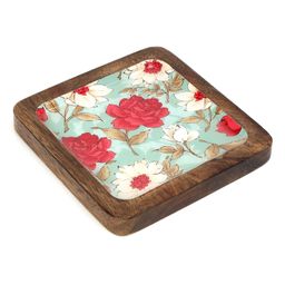 Duli MangoWood Enamel Coated Multipurpose Square Serving Tray Platter for Home and Dining Table image 2