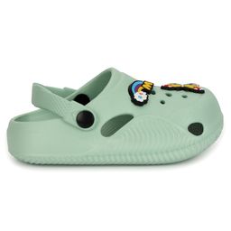 TRUFFLE COLLECTION Perforated Clogs With Butterfly & Rainbow Charms - Green image 4