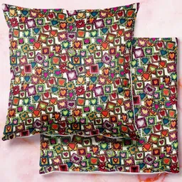 ArtzFolio Multicoloured Set of 2 Velvet Square Cushion Covers-34