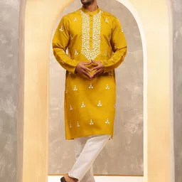 Anouk Men Embroidered Regular Kurta with Pyjamas-picture-49