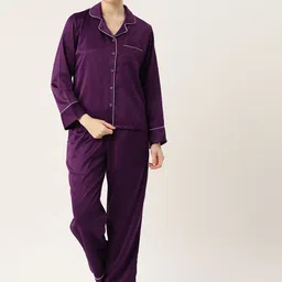 ETC Women Solid Satin Night suit-image-98