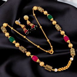 LUCKY JEWELLERY Gold-Plated Long Jewellery Set-image-45