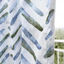 Tranquebar Home Blue & Green Set of 2 Geometric Sheer Window Curtain image 4