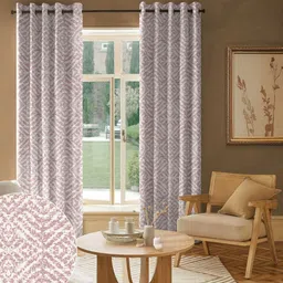 Nefertiti Home Pink 2 Pieces Floral Printed Black Out Door Curtains-picture-48