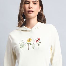 98 Degree North Women Floral Printed Hood Cotton Pullover Sweatshirt-image-61