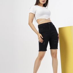 COSMIC Women Washed Denim Denim Shorts-picture-23