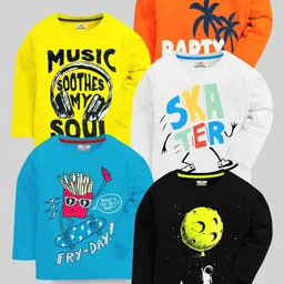 KUCHIPOO Boys Typography 5 Printed Applique T-shirt-image-19