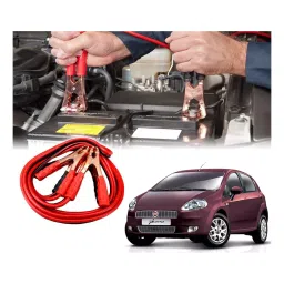 Auto Pearl 2.29 m (7.5 Ft) 500 A Heavy Duty Booster Anti Tangle Battery Jumper Cable for Fiat Punto (Pack of 2)-95