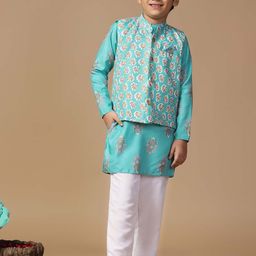 Sangria Boys Printed Kurta & Trouser With Waistcoat-37