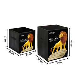 Kuber Industries Set Of 2 Black & Yellow Disney Lion King Printed Foldable Multi-Utility Storage Cubes With Handle image 2