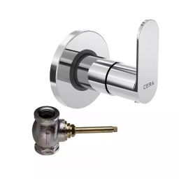 CERA CURVE Diverter System Quarter Turn Exposed Part + Concealed Part Wall Mount Chrome, F1023351+F4050502-26