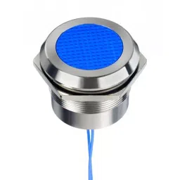 RS PRO Blue Panel Mount Indicator 12-24V AC/DC, Mounting Hole Size 30 mm, Termination Type Lead Wires, IP Rating IP67, IP69K, Model No 2538518-23