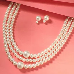 ORANGENYSHA Women Rhodium-Plated Pearl Beaded Jewellery Set-picture-23