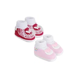 NESKA MODA 3 To 12 Month Infant Booty Combo 2 Pair Baby Skin Friendly Soft Cotton Butterfly Booties-82