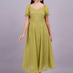 KALINI Women Floral Print Georgette Fit & Flare Midi Dress-image-68