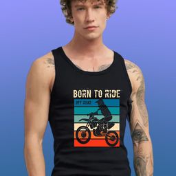 Uniplanet store Printed Scoop Neck Gym Vest UVM-BORN2RIDE-BLK-S-image-83
