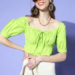 Athena Women Gorgeous Green Solid Bustier Top-picture-48